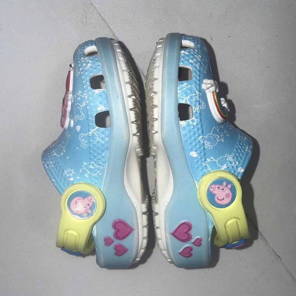Crocs Toddlers Peppa Pig Kids Classic Convertible Mule Clogs Pink & Blue Size 5C